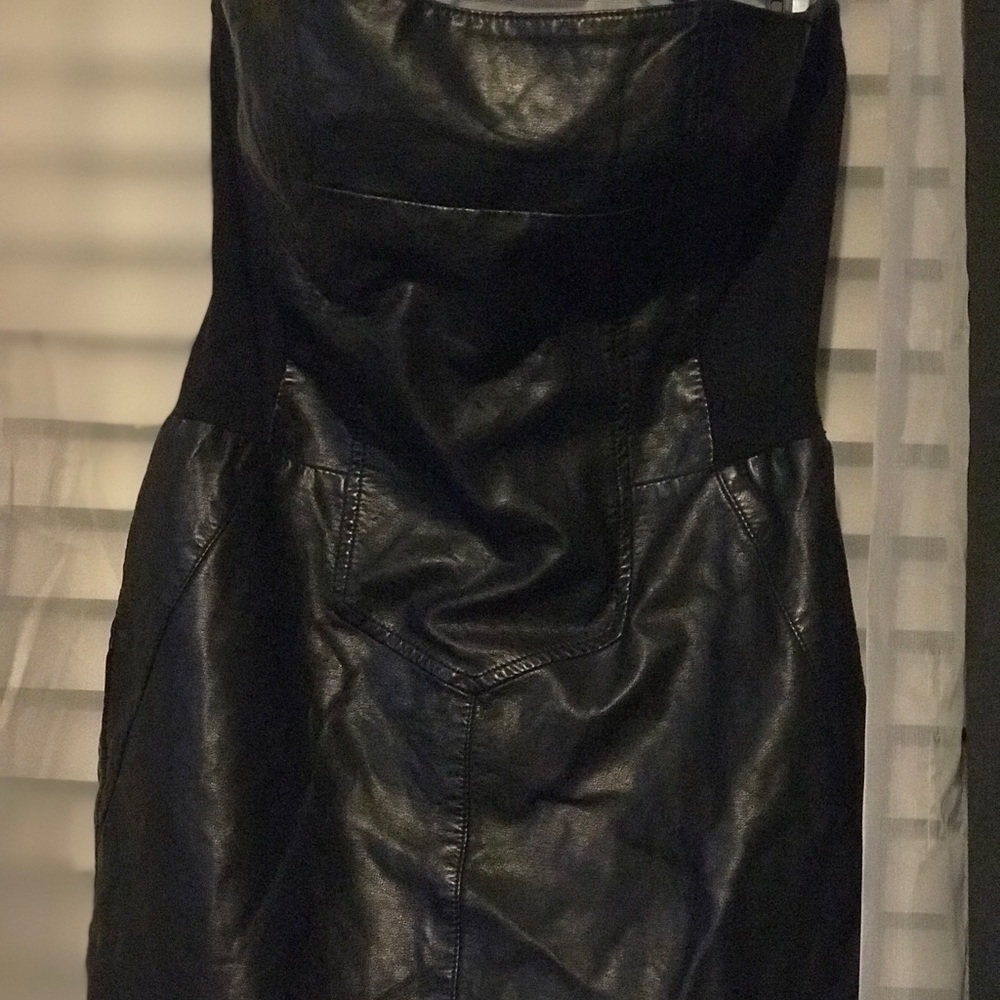 Leatherette Strapless Dress